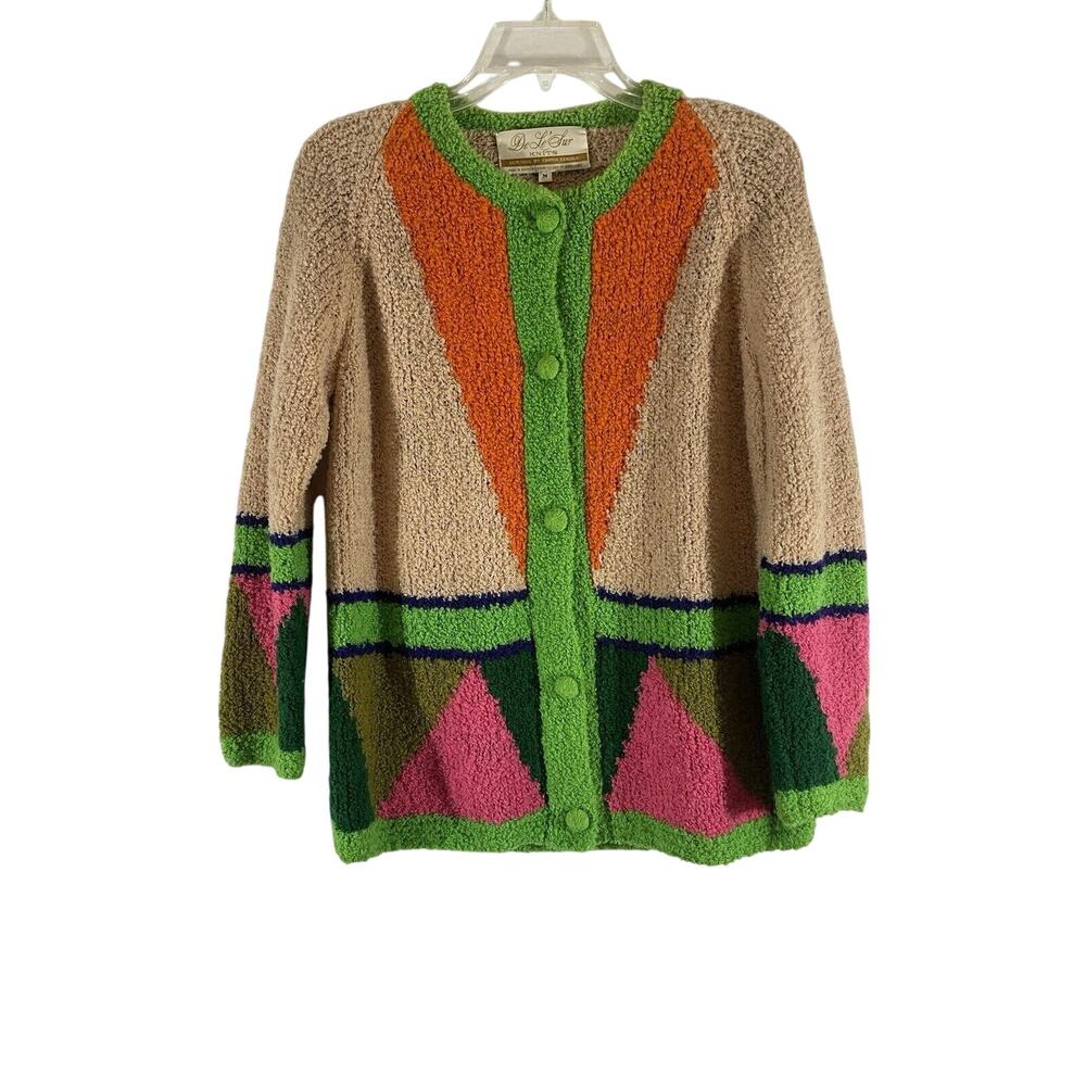 De Le Fur Knits Sweater 100% Wool Button Down M Long Sleeves By Campus Casuals=C
